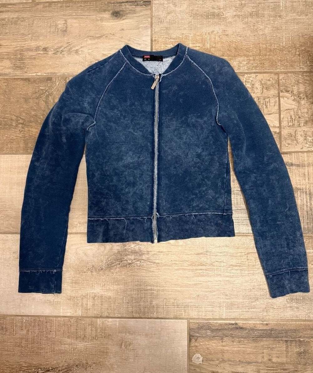 Diesel Vintage Y2K Acid Wash Denim Zip-Up Bomber Jacket XS